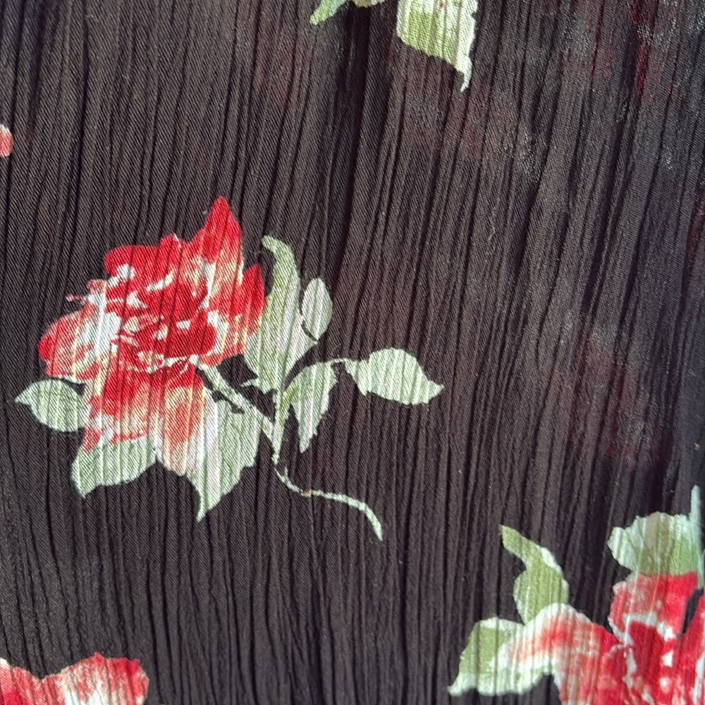 Floral Black Midi Wrap Dress Size M/L - Picture 9 of 9